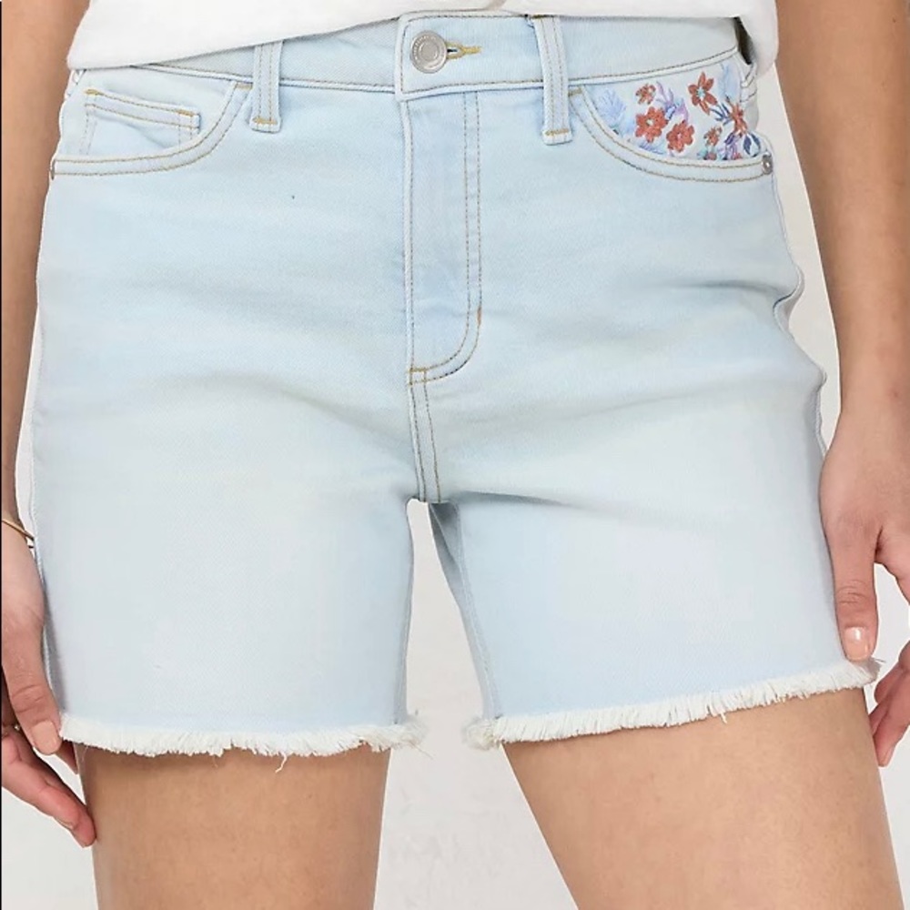 Women's LC Lauren Conrad Embroidered Super High-Rise Cut-Off Denim Shorts